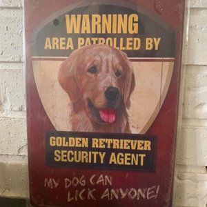GOLDEN RETRIEVER WARNING SIGN (metal sign)